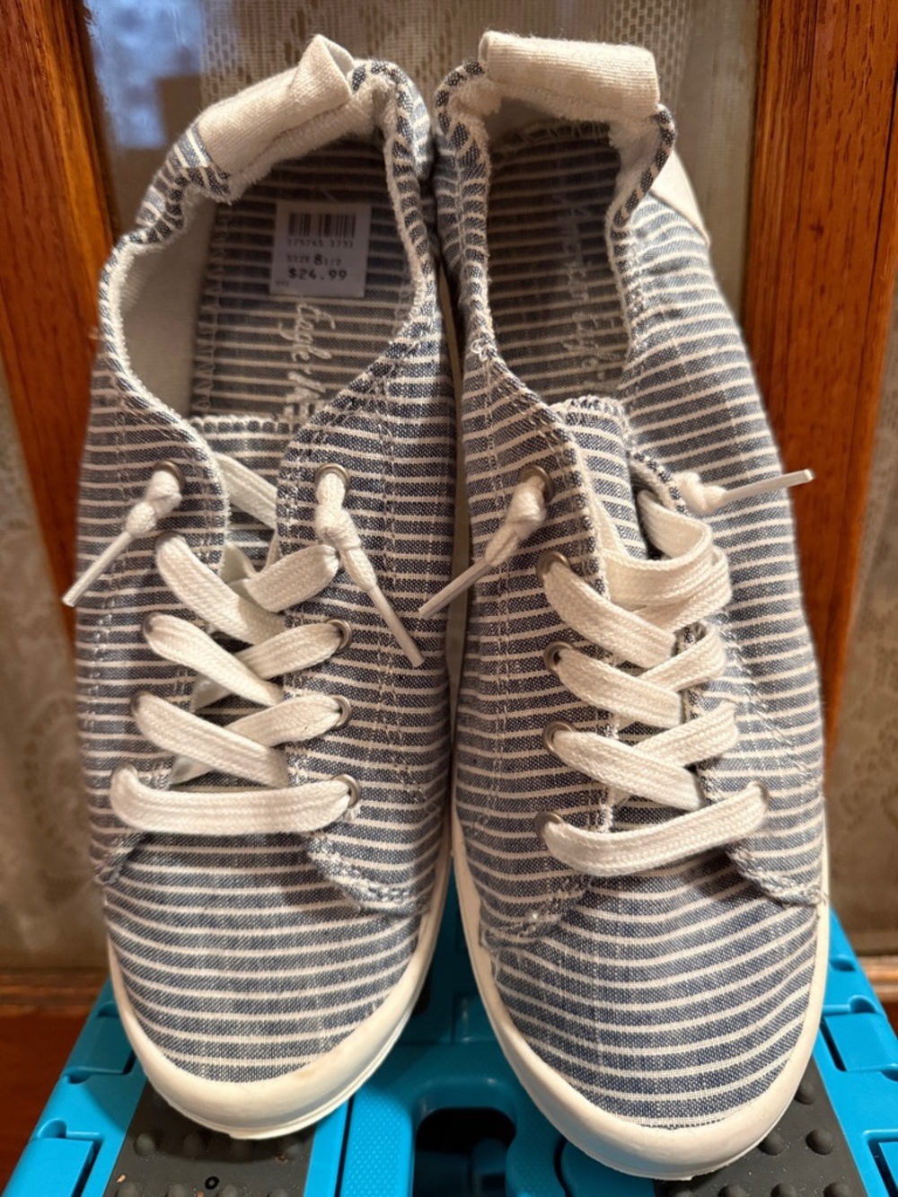 American Eagle Outfitters Blue & White Striped Canvas Sneakers